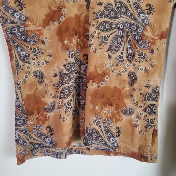 Weston Wear Top Medium Tan Floral Boho Y2K Fairy Retro 70s - Picture 3 of 12